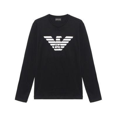 Cotton Logo Print Crew Neck Long Sleeve T-Shirt Men Tops Black 8N1T64-1JNQZ-0999