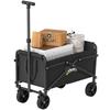 Wagon Foldable Hand Cart 360 degrees Garden Cart with Adjustable Handle Beach Cart up to 60 kg for Sport Shopping Black