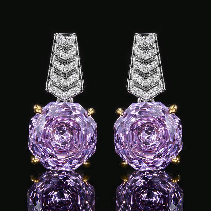 Schmuck Kupferboden Vergoldet Rosenschliff Roland Temperament Leichte Luxus Set Hauptstein 14-12Mm