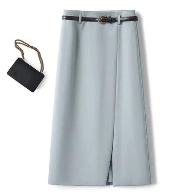A-line Midi Skirt Women Autumn New High Waist Knee High One-step Hip Hugging Straight Tube Skirt