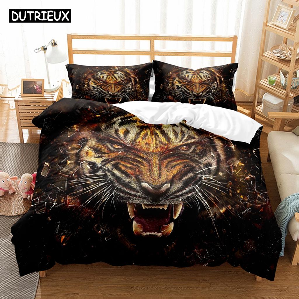 Animal White Tiger Bedding Set Scenery Comforter 3D Print Luxury Duvet Cover Set Home Textile Decor Full Queen King Single Size