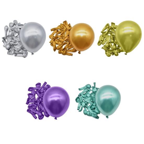 50Pcs 5 Inches Metallic Balloon Shiny Multi-colors Thicker Leakproof Anti-burst Scene Layout Tear-resistant Wedding Party Decor Latex Balloon