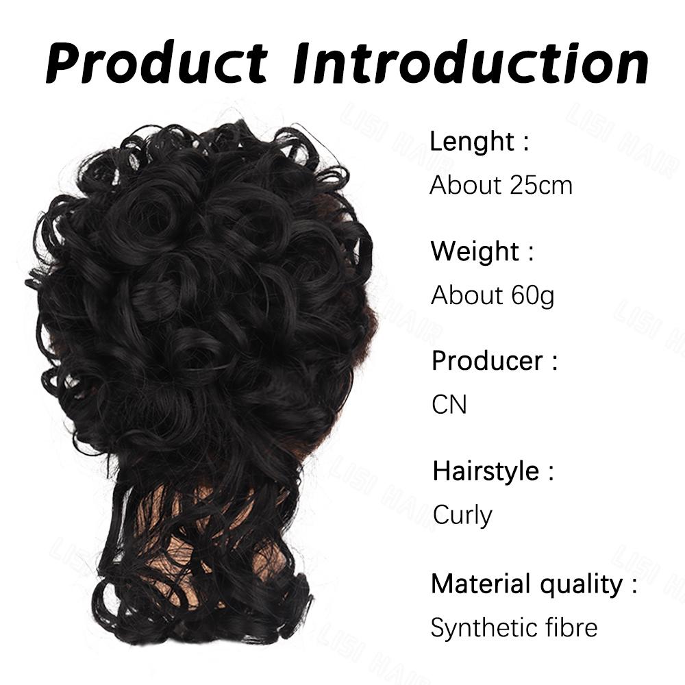 Kurzer, unordentlicher Haarknoten mit elastischer Haarspange mit Kordelzug, lockerer, gewellter, großer, lockiger Haarknoten, synthetischer Pferdeschwanz für den täglichen Gebrauch von Frauen