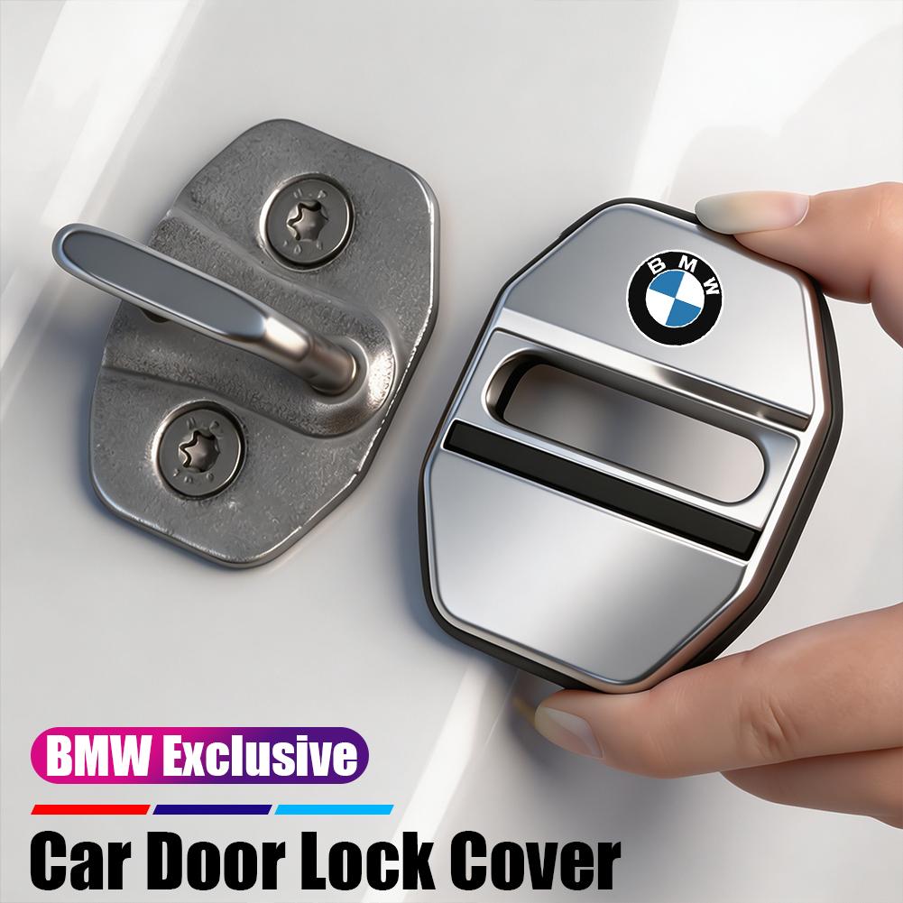 4Pcs Car Door Lock Latch Protector Stainless Steel Anti-rust Shock Absorbing Cover For BMW E90 G80 M3 G30 M5 F82 F83 F20 F21 G42 msvc59