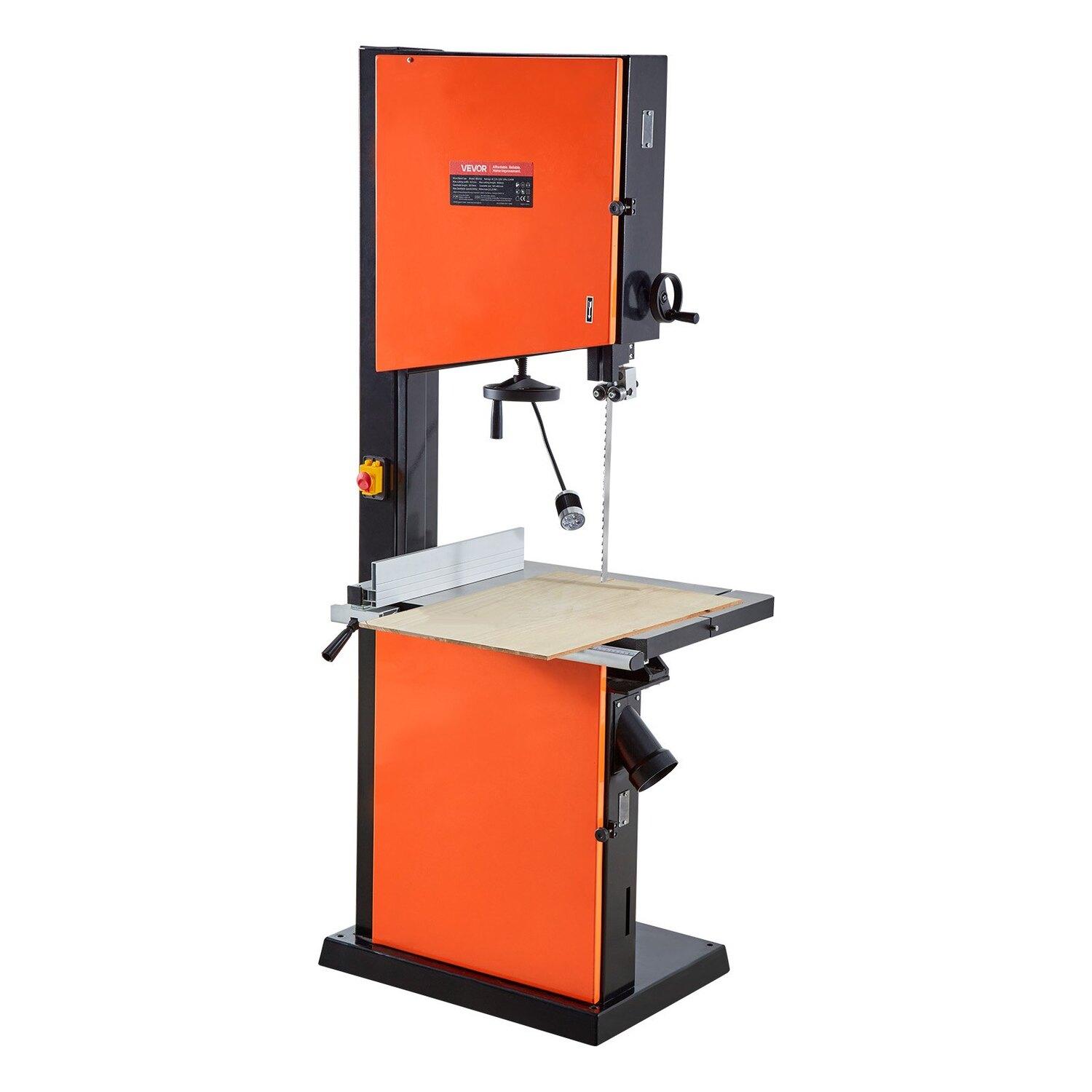 Houtbewerkingsbandzaag, 457 mm, Bandzaag met 2240W 3PK Motor, 406 mm Maximale Zaaghoogte, 690 x 510 mm Gietijzeren Tafel, met 360° Werklicht, Verstek