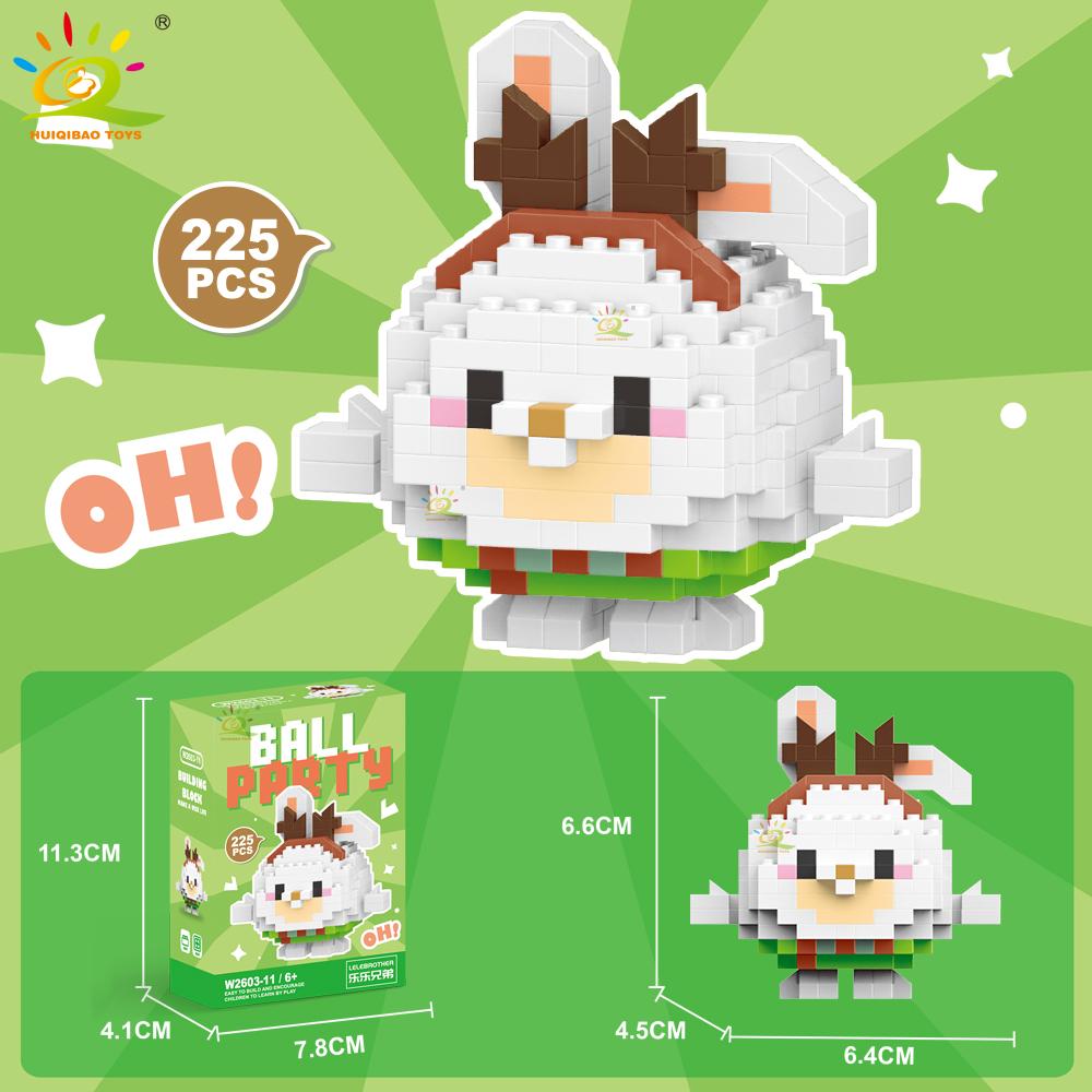 HUIQIBAO Mini Cute Animal Micro Building Blocks 3D Diamond BEE Cat Panda Model Bricks DIY City Construction Toys for Children