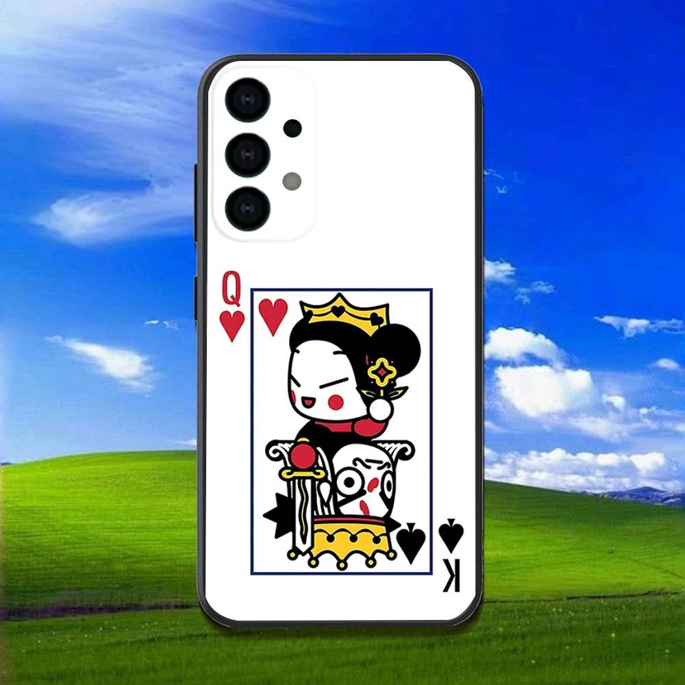 P-Pucca Cute Love Phone Case For Samsung Galaxy A13,A21s,A22,A31,A32,A52,A53,A71,A80,Soft Black Shell