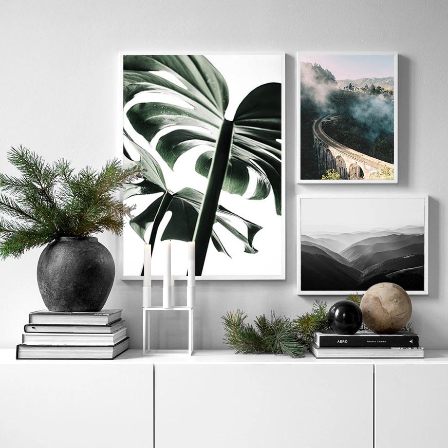 Nature Landscape Poster Plant Lion Animal Leaf Canvas Wall Art Plam Tree Starry Night Painting Decorative Home Picture Decor