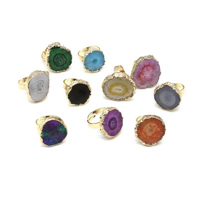 1Pc Reiki Healing Crystal Ring, Adjustable Quartz Rings, Energy Natural Stone Opening Ring for Women's & Men's Jewellery, Bachelorette Party Favors
