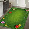 Non-slip Flowers Grass Rug for Kitchen Living Room Bedroom Play Area Home Decor