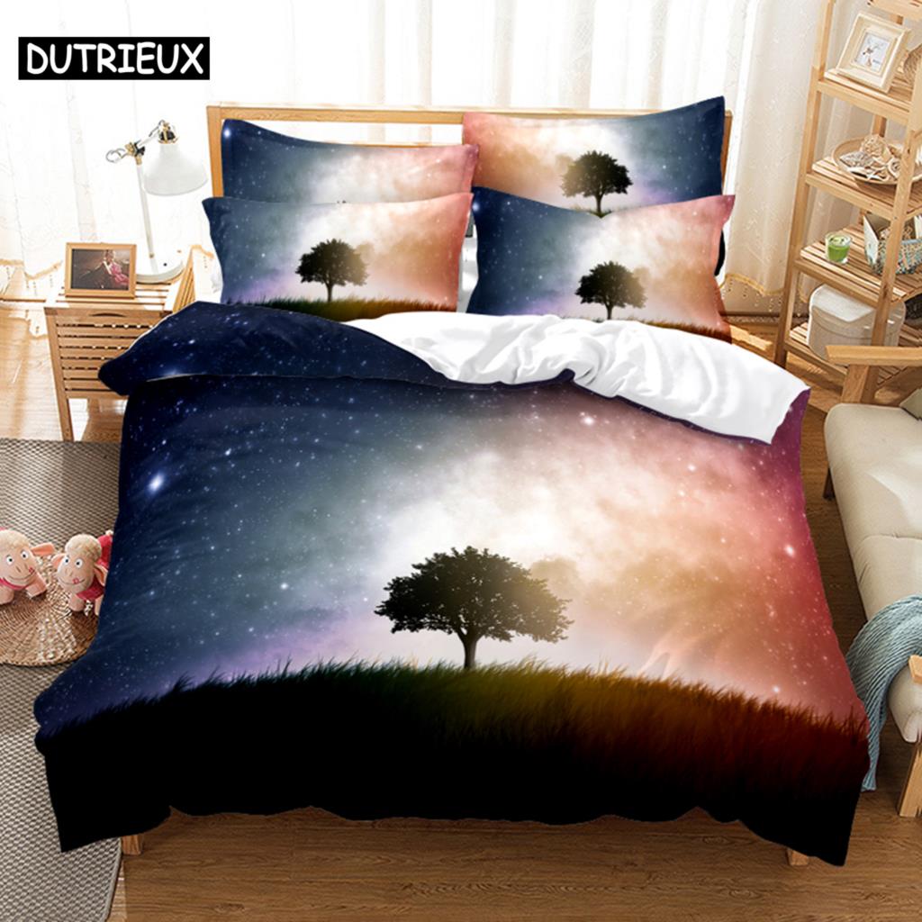 3D Digital Printing Fashion Design Colourful Woods Bedding Set Queen Size Duvet Cover Set