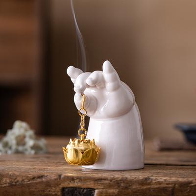 Quemador de Incienso Mano de Buda Loto Cerámica Aromaterapia para Decoración del Hogar Meditación Mindfulness Escritorio de Oficina Zen