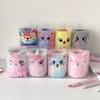 1 Piece Furry Cartoon Unicorn Pencil Holder for Kids Girl Cute Animal Kitten Puppy Sheep Desktop Organizer Makeup Brush Box