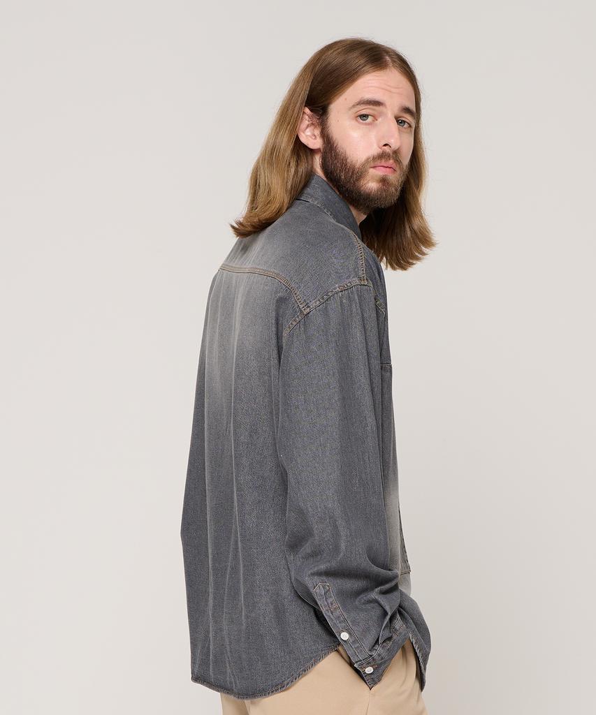 CARGOBROS Washed Square Denim Shirt (Dark Denim)