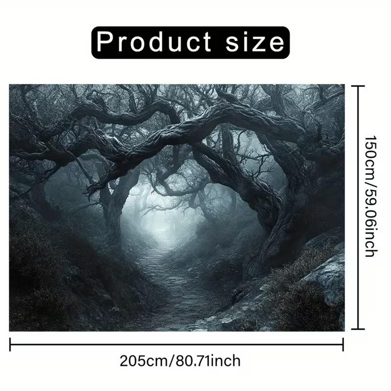 

2D Haunted Dark Forest Path with Twisted Tree Arch Themed Backdrop 47.2x31.5inch/120*80cm