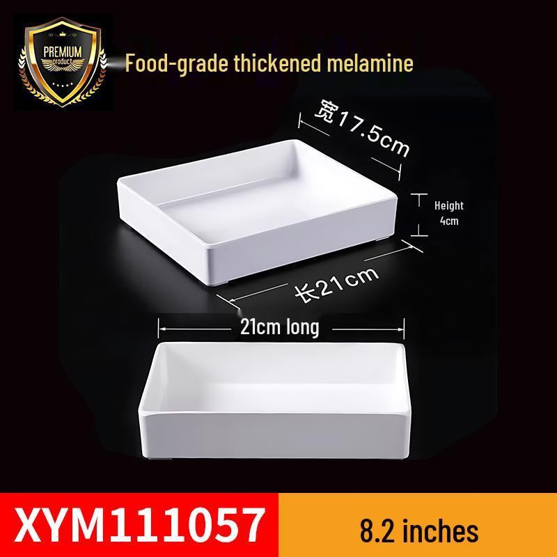 Melamine Rectangular Tray for Braised Dishes - White Display Plate for Cooked or Cold Foods