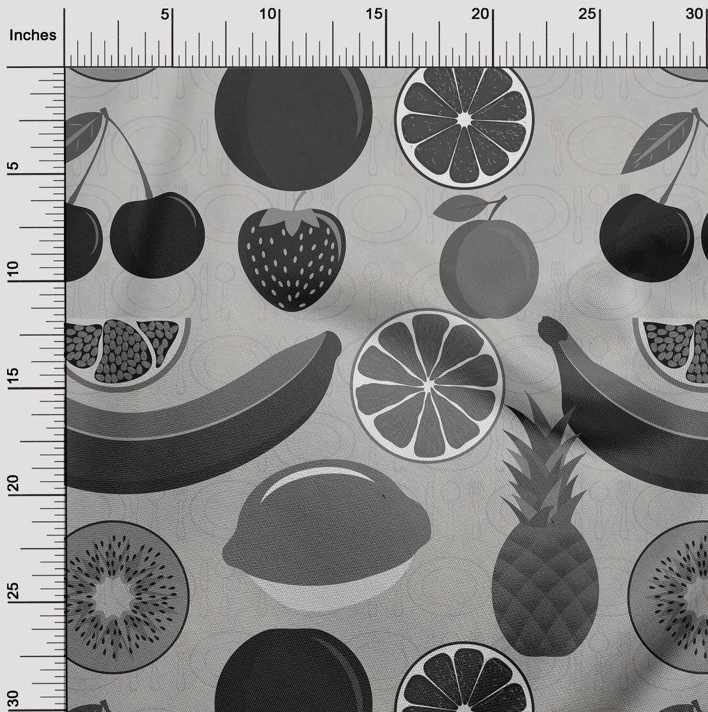 oneOone Bavlna Flex Světle šedá látka Ovoce Řemeslné projekty Dekor Fabric Printed By The Yard 40 Inch