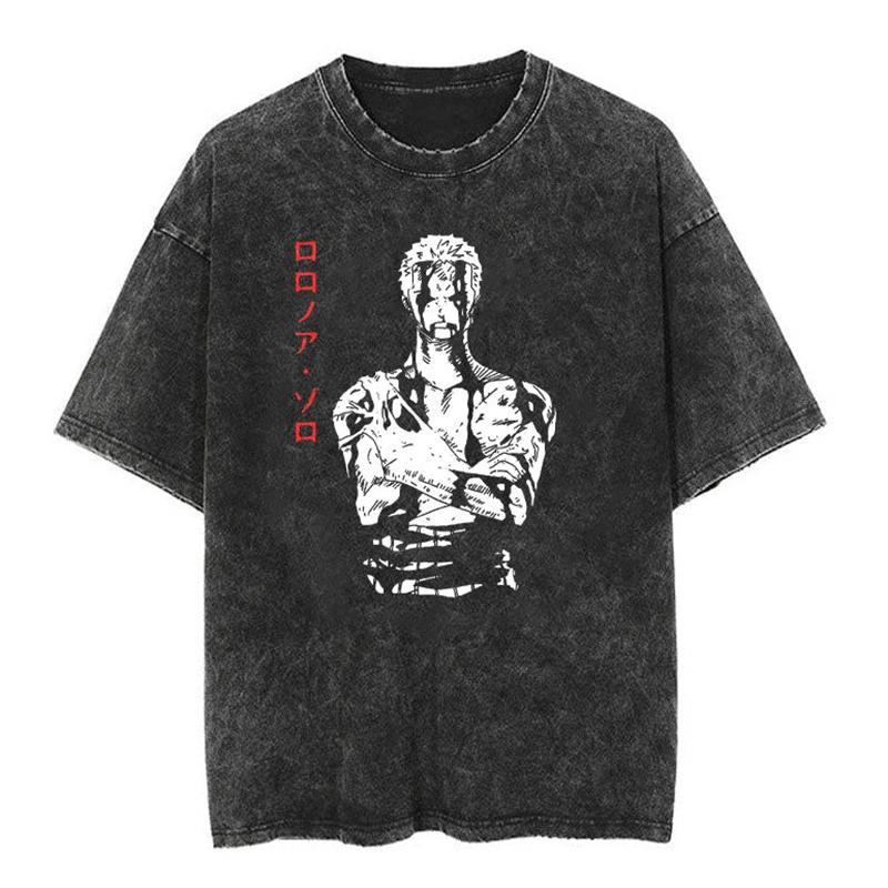 New ONE PIECE Nika Form Luffy Anime High Quality TShirt Men and Women Cotton Vintage Washed Print Retro Streetwear Tops