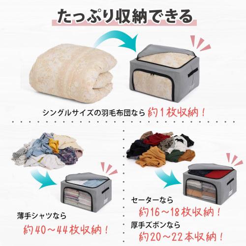 Astro Wired Storage Case, Gray, Large, Approx. 50cm W x 40cm D x 28cm H, Non-Woven Fabric, Stackable, Weight Capacity Approx. 50kg, Double Door, Durab