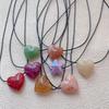 Colorful Resin Love Heart Necklace Stylish Love Heart Necklace Adornment Personalized Heart Pendant Neckchain Charm