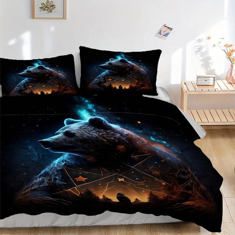 3pcs Anime Bear Bedding Set - Includes One Quilt Cover and Two Pillowcases (No Fillers) - Perfect for Bedroom Decor and Guest Rooms - Festiv