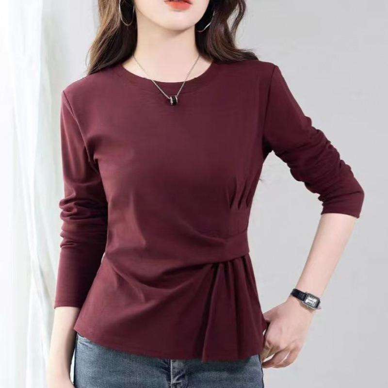 Women S Oversize Long Sleeve Round Neck T Shirt Slim Fit Autumn Top