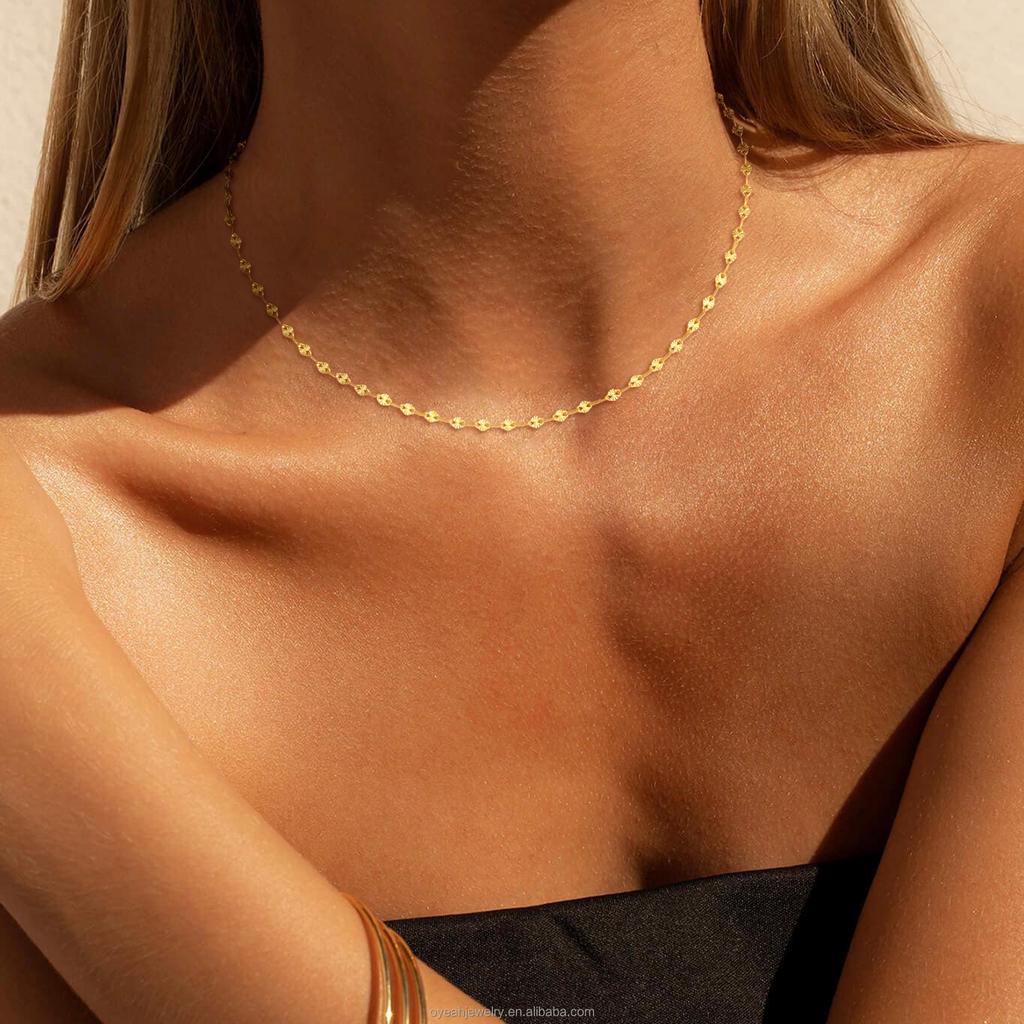 Fine Fashion Chains Necklace for Women,41cm Sterling Silver Gold-plated Sunflower Lip Chain (silver Necklace)