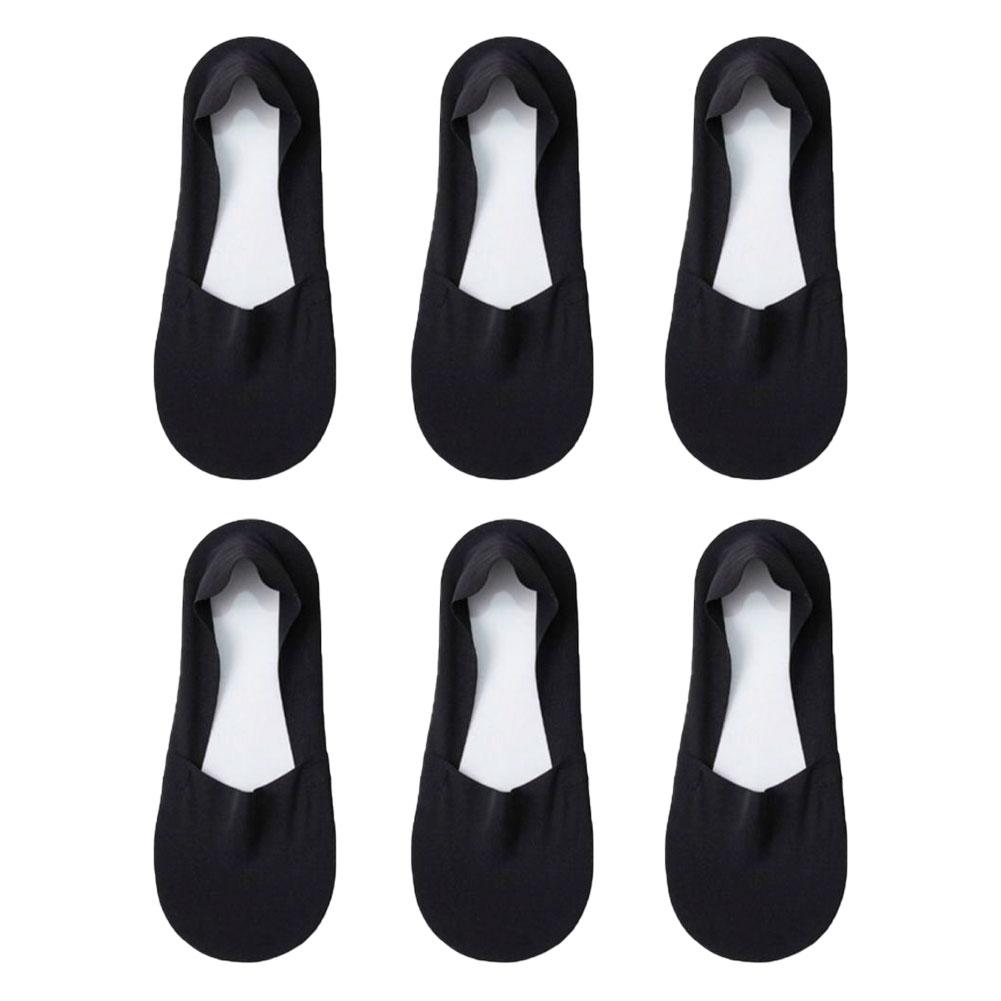 

6 пар женских носков хлопковые дышащие летние ультратонкие шелковые нескользящие впитывающие пот носки-лодочки A5M7 Black-6pair