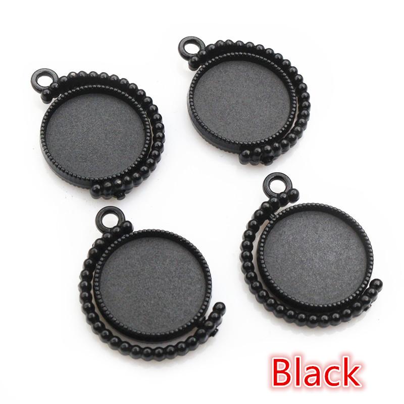 

5pcs 16mm Inner Size Rotation Double Side Pendant Cameo Cabochon Blank Base Setting Charms 2026 New Style чорний