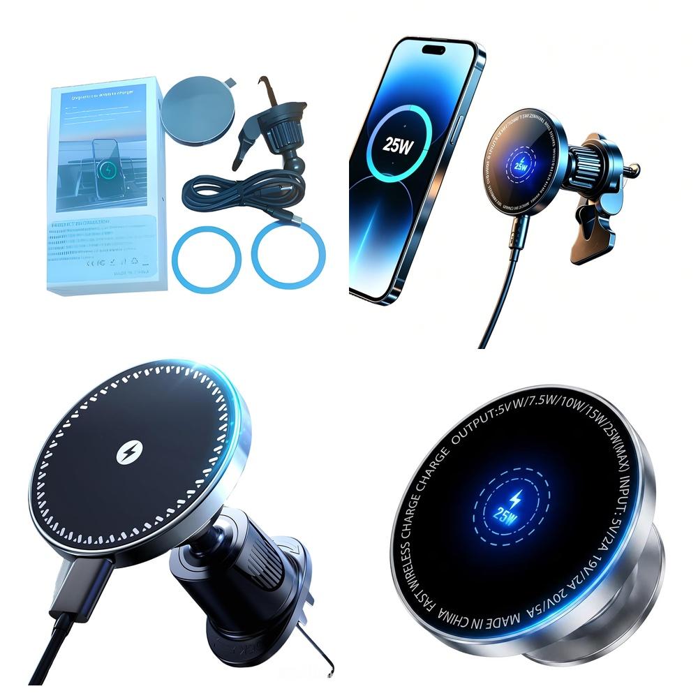 Stable 15W 25W Magnetic Air Vent Phone Mount Holder Fast Wireless Charger for Device Protection Featuring for iPhone Samsung