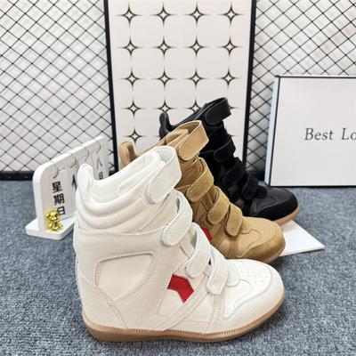 New Style Velcro Leather High-top Shoes for Women, Thick-soled Inner Heightening Casual Sports Sneakers, Fashionable Casual Shoes
