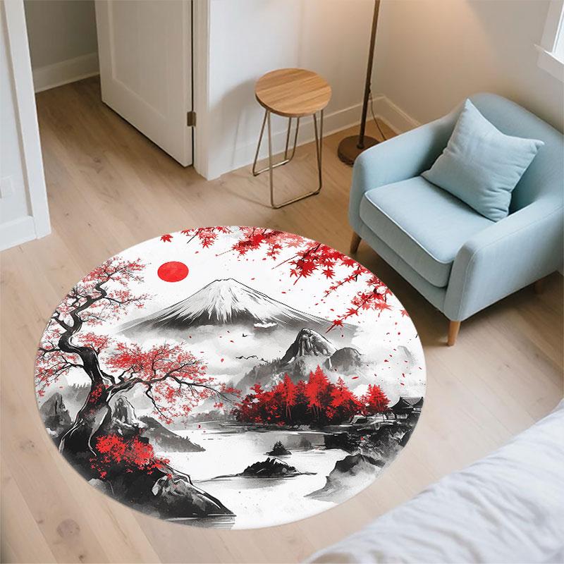 Landscape Painting pattern round rug,Carpet Rug for Living Room Bedroom Playroom ,Non-slip Floor Mat,Holiday Gifts and Birthday Gifts.