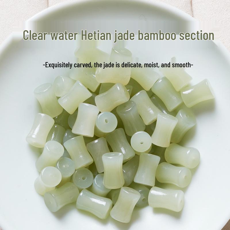 Natural Qinghai Hetian Jade Bamboo Barrel Beads for DIY Jewelry: Crystal Bracelet Xinjiang Jade Accessories