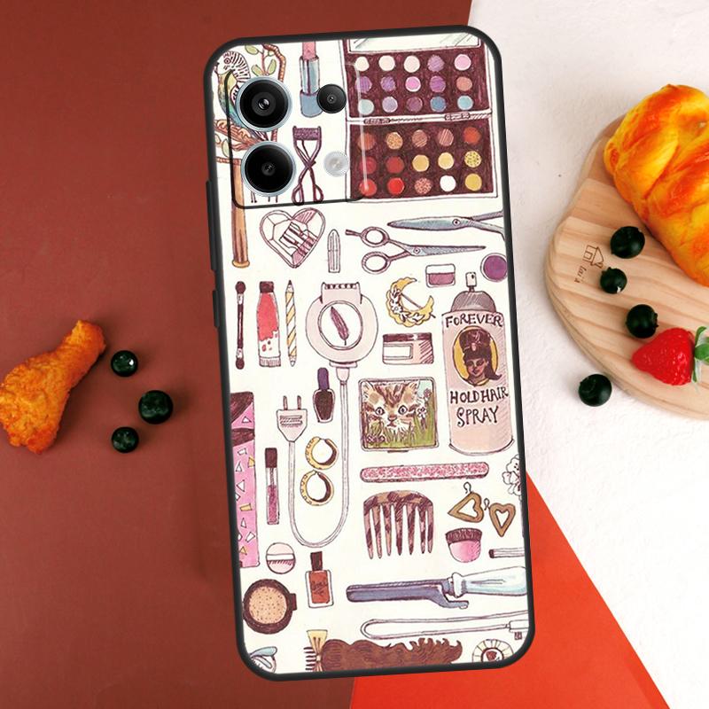 Hair Stylist Scissors Brush Switch Case For Xiaomi Redmi Note 14 13 Pro 9 10 11 12 Pro 10S 11S 12S Redmi 14C 13C 10C 12C Coque