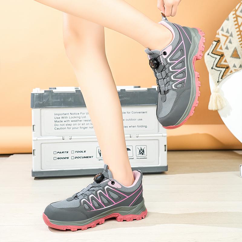 Rotary Buckle Women Work Sneakers Protective Shoes Lightweight Safety Shoes Puncture-proof Anti-smash Steel Toe Shoes Work Boots