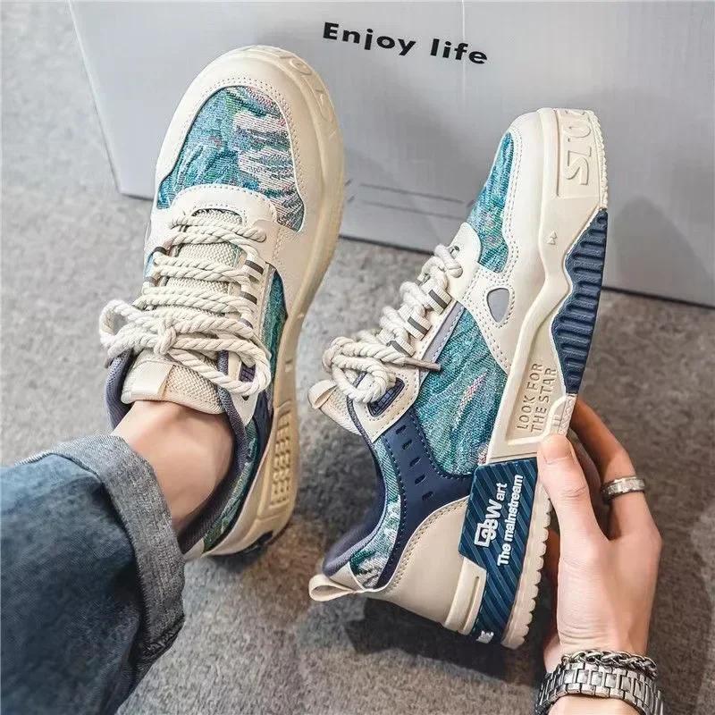 Fashion Men Skateboarding Shoes Canvas Thick Bottom Platform Shoes Comfortable Breathable Vulcanized Shoes Casual Sneakers Student Shoes
