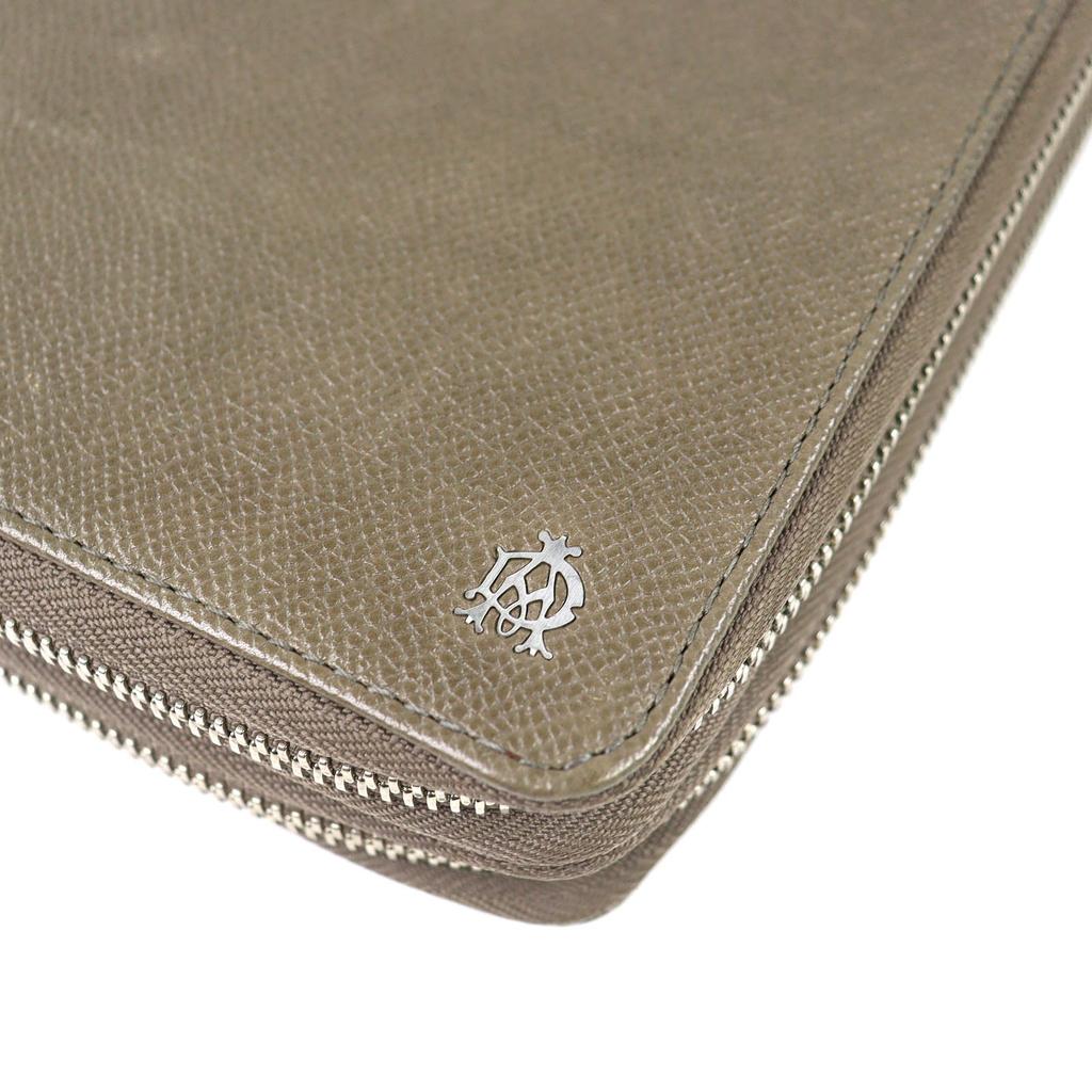 Great Dunhill Purse Bordon Double Zipper Organizer Long Wallet Brown leather Used