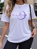 T-shirt Grafica Unisex per Pilates Casual Girocollo Elastica Vestibilità Larga Top