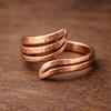 Pure Copper Layered Wrap Ring – Hammered Adjustable Open Band – Handmade Minimalist Jewelry