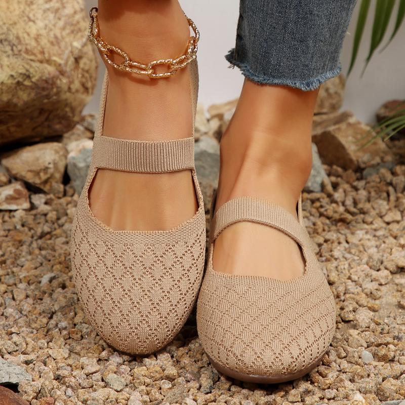Fashion 2024Autumn New Womens Fashion Round Toe Flat Womens Shoes Solid Color Mesh Shallow Mouth Slip-On Women Shoes Large Size