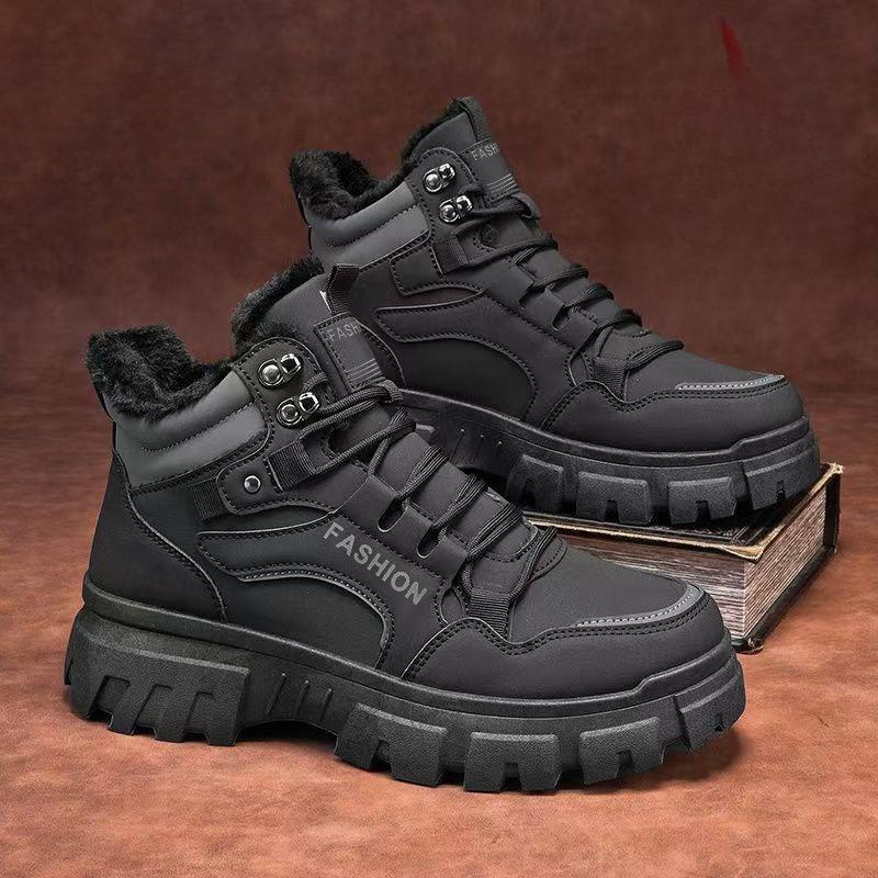Martin Boots for Men, Work Short Boots, Outdoor Sports High-top Men's Shoes for Northeast Regions, Hiking Fleece-lined Snow Boots.