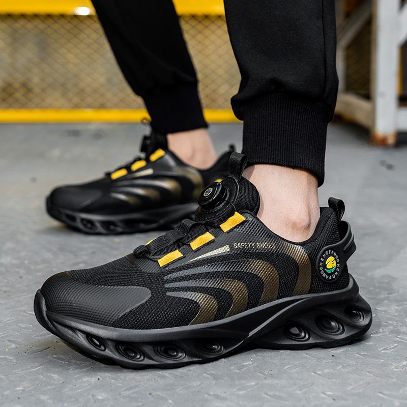 Rotary Buckle Men Safety Shoes Work Boots Safety Steel Toe Shoes Men Anti-Smash Anti-Puncture Work Sneakers Indestructible Shoes