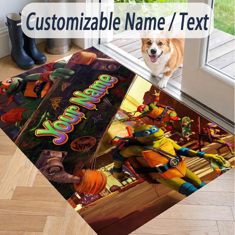 Custom Text Teenage Mutant Ninja Turtles Pattern Floor Rug Soft Indoor Carpet Mat Living Room Bedroom