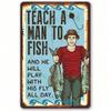 Metal Wall Art Retro Fishing Wisdom Sign 8x12 Inch Durable Decor for Home Bar Garage