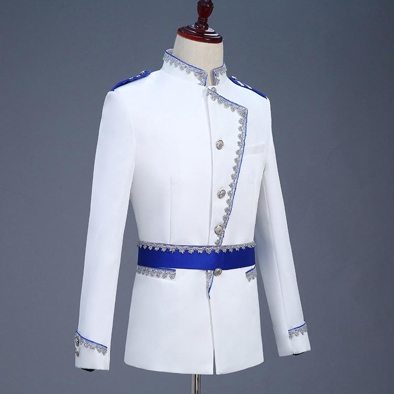 Court Dress Performance Clothes Men Preside Over The Stage Annual Meeting White Prince Performance Clothes Military Dress