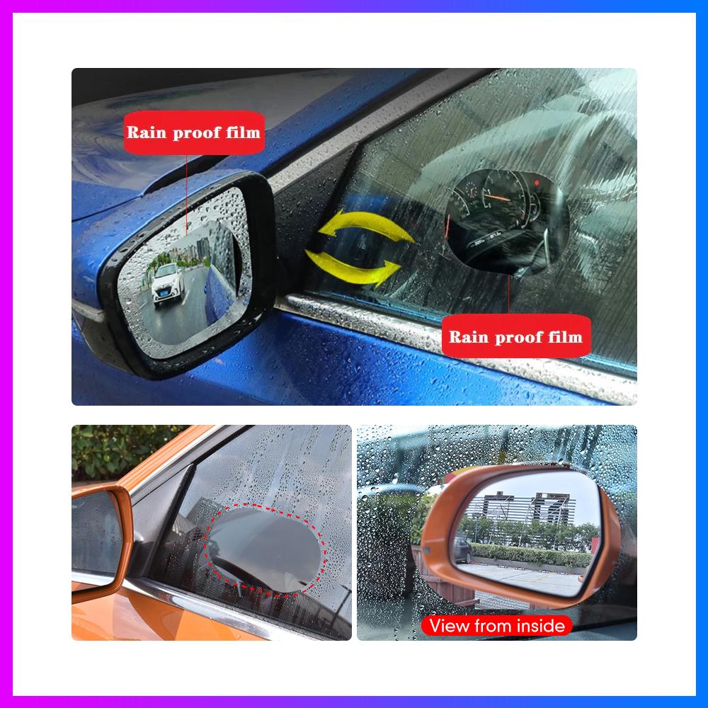 2PCS Car Rearview Mirror Protective Film Car Mirror Window Clear Film Anti Dazzle Waterproof Rainproof Anti Fog Car Sticker
