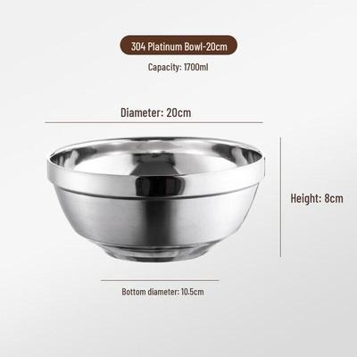 Lai Yuxuan 20cm Double-Wall Stainless Steel Insulated Bowl