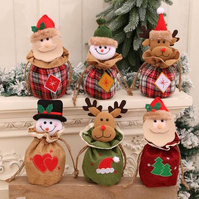 4 Stück Weihnachten Geschenkhalter mit Cartoon-Muster und Glockenverschluss Apfel Süßigkeiten Geschenktüte Weihnachtsbaum Atmosphäre Dekoration Artikel