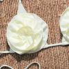 2Pcs/Set Women Bikini Set High Slit Swimming Trunks Adjustable Halter Strap 3D Hand-Sewn Flowers Bikini Bra Set Vacation Party Swimwear