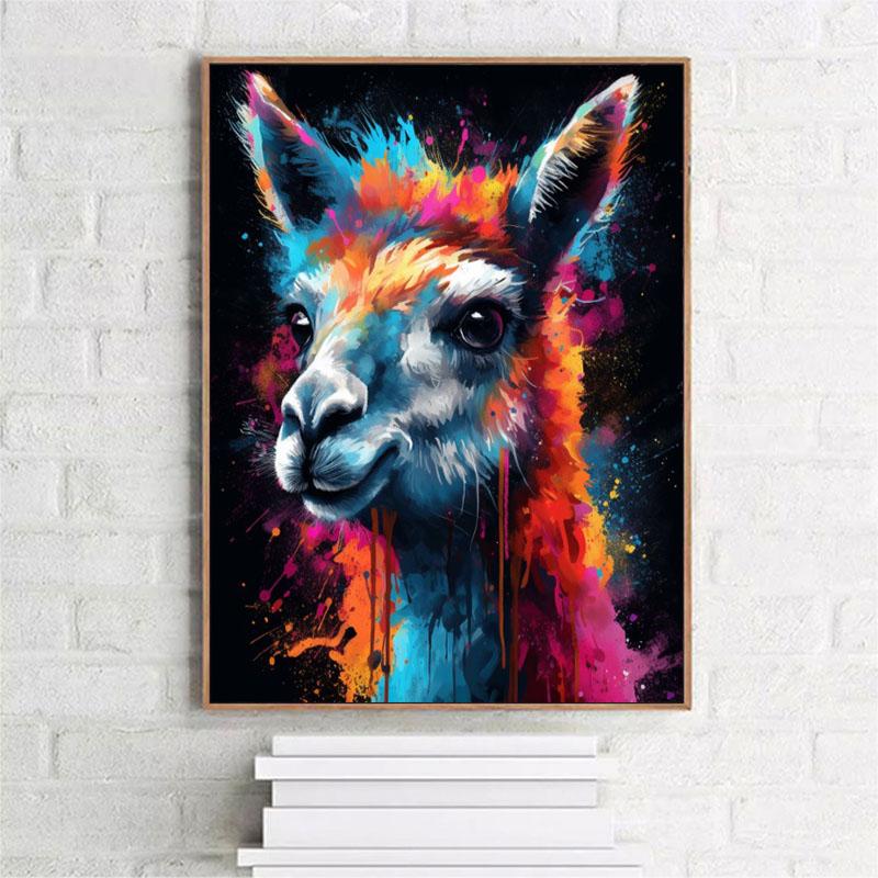 5d DIY Diamond Painting Cross Stitch Cute Animal Watercolor Alpaca Diamond Embroidery Mosaic Full Round Drill Home Decor Arts